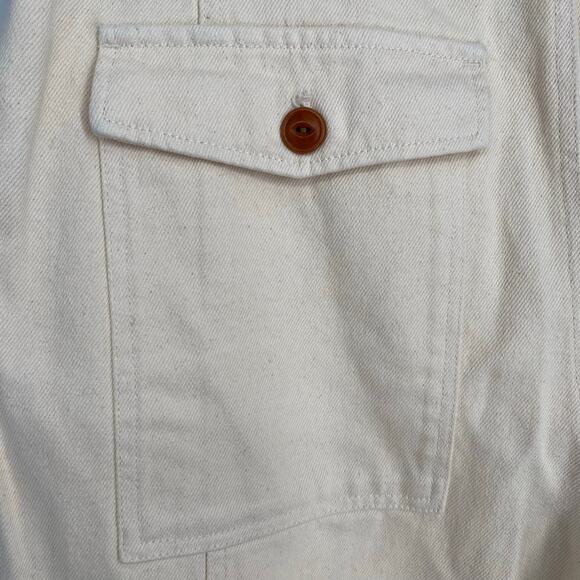 Alex Mills Jeans Women’s 8 Cream Wide Leg Cargo Denim Coastal Nautical - Picture 4 of 9